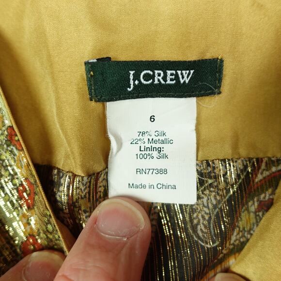 VTG J.Crew Top Womens SZ 6 Silk Gold Metallic Sleeveless Boho Y2K Feminine - Picture 5 of 11